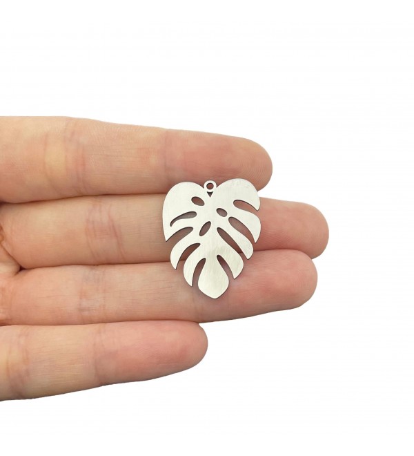 Stainless Steel Monstera Charm, Steel Leaf Charms for Jewelry Making, Laser Cut Jewelry Making Supplies, Plant Charms STL-4183