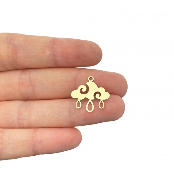 Brass Cloud Charm, Rain Cloud Charm Pendant, Raw Brass Jewelry Charms, Laser Cut Earring Charms, Brass Components RW-2208