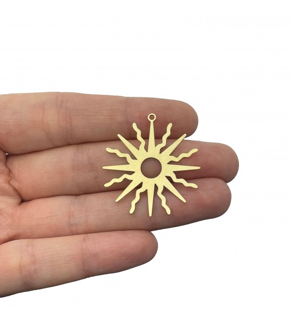 Raw Brass Sun Pendants, Laser Cut Sun Charms, Brass Jewelry Components, Earring Charms Findings Supplies RW-2224