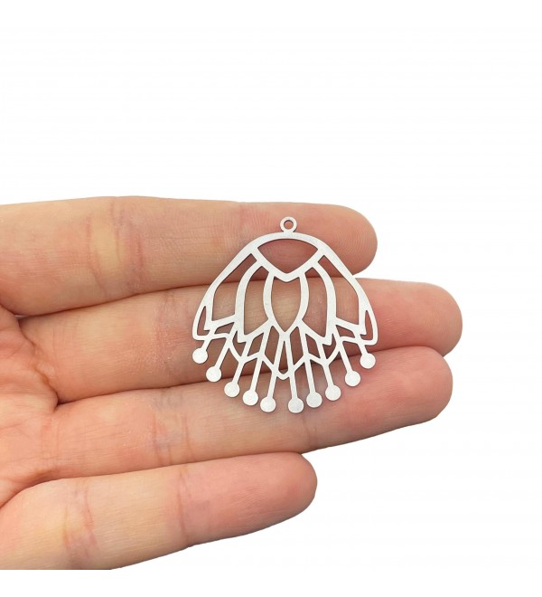 Stainless Steel Flower Charms, Flower Pendants, Steel Earring Findings, DIY Flower Necklace, Flower Brooch, Jewelry Making Supplies STL-4220