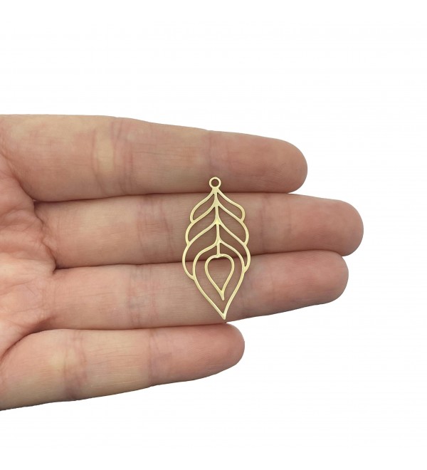 Brass Geometric Leaf Charm, Laser Cut Leaf Charm Pendant, Earring Findings, Jewelry Making Supplies RW-2171