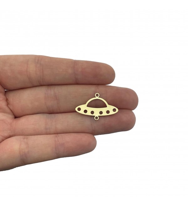 Raw Brass Spaceship Charm, UFO Alien Charms, Brass Jewelry Making Supplies, Earring Connectors, Laser Cut Charms RW-2166