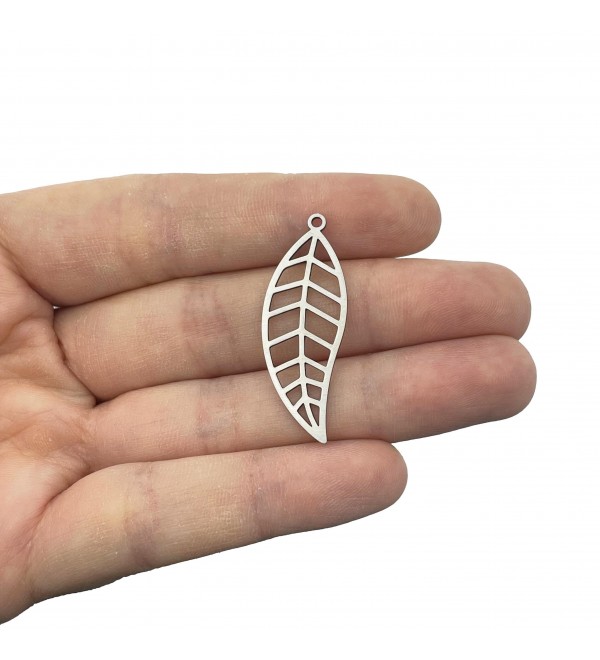 Steel Leaf Charms, Geometric Leaf Charm Pendant, Steel Earring Charms For Jewelry Making, Jewelry Making Findings STL-4170