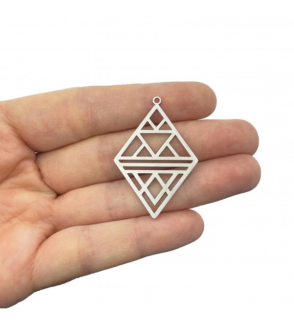 Stainless Steel Rhombus Charm, Geometric Earring Charm, Square Triangle Geometric Pendant, Earring Connectors, Laser Cut Charms STL-4156