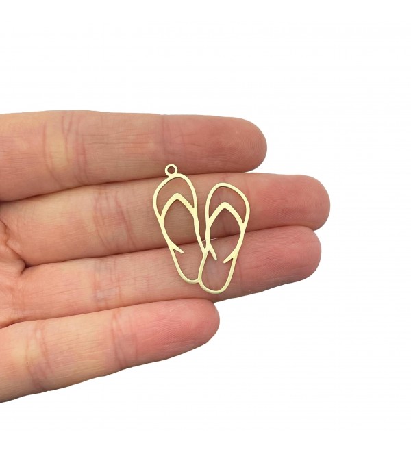 Raw Brass Flip Flop Charms, Brass Slipper Charms, Slipper Pendant, Laser Cut Jewelry Making Supplies, Brass Earring Findings RW-2182