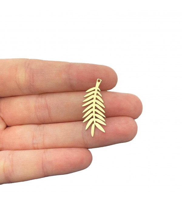 Raw Brass Leaf Charm, Branch Charm Pendant, Feather Charm, Geometric Charms, Laser Cut Brass Jewelry Supplies, Earring Accessories RW-2197