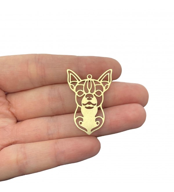 Raw Brass Dog Charm, French Bulldog Charm Pendant, Animal Charms, Origami Dog Charm, Brass Earring Charms, Jewellery Supplies RW-2229