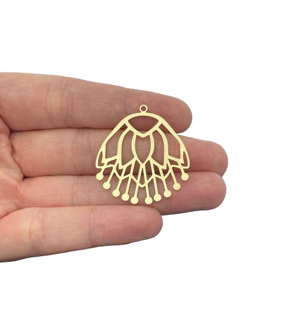 Raw Brass Flower Charms, Flower Pendants, Brass Earring Findings, DIY Flower Necklace, Flower Brooch, Laser Cut Charms RW-2220